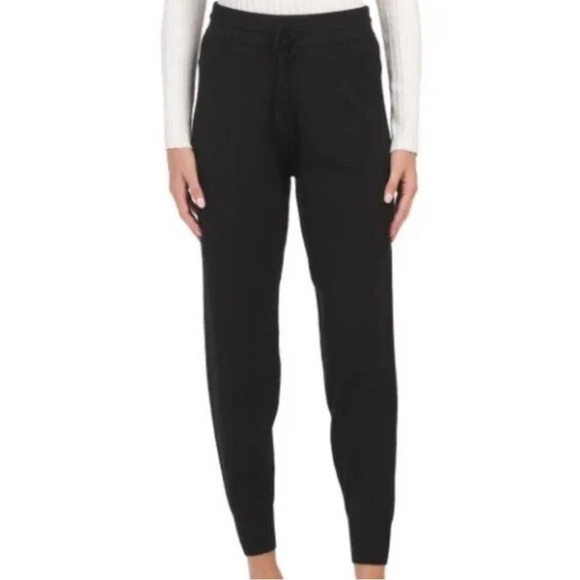 Theory Relaxed Black Track Pants Cashmere Size P Fits XS - Picture 1 of 9
